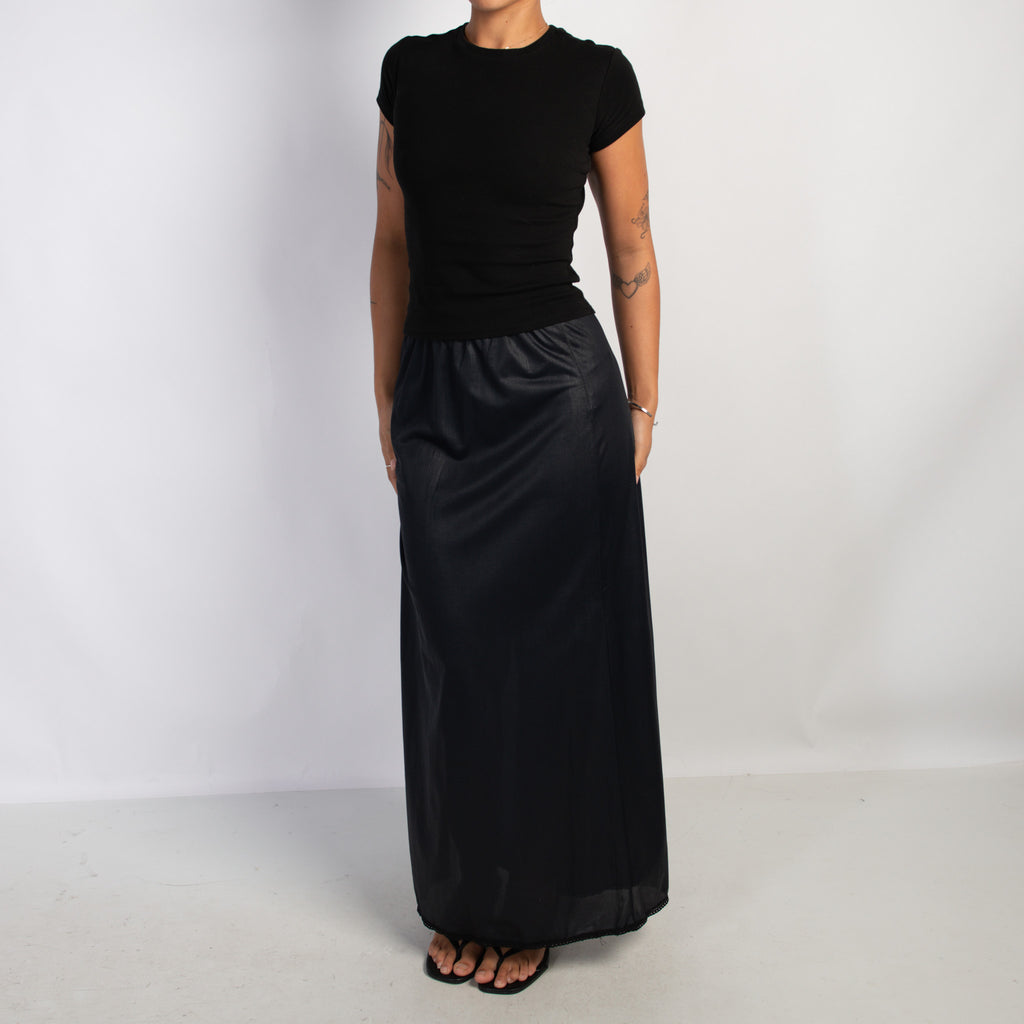 BLACK SLIP MAXI SKIRT