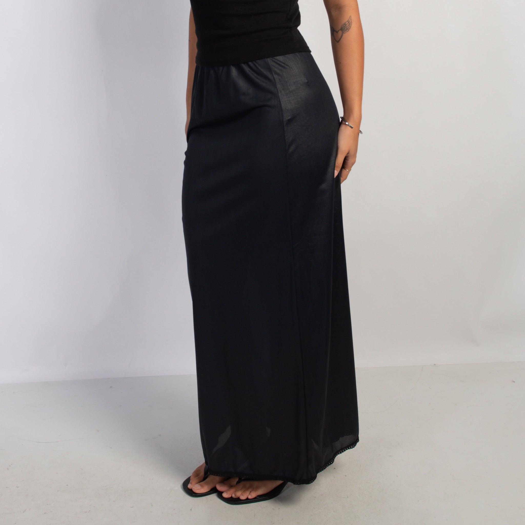 BLACK SLIP MAXI SKIRT