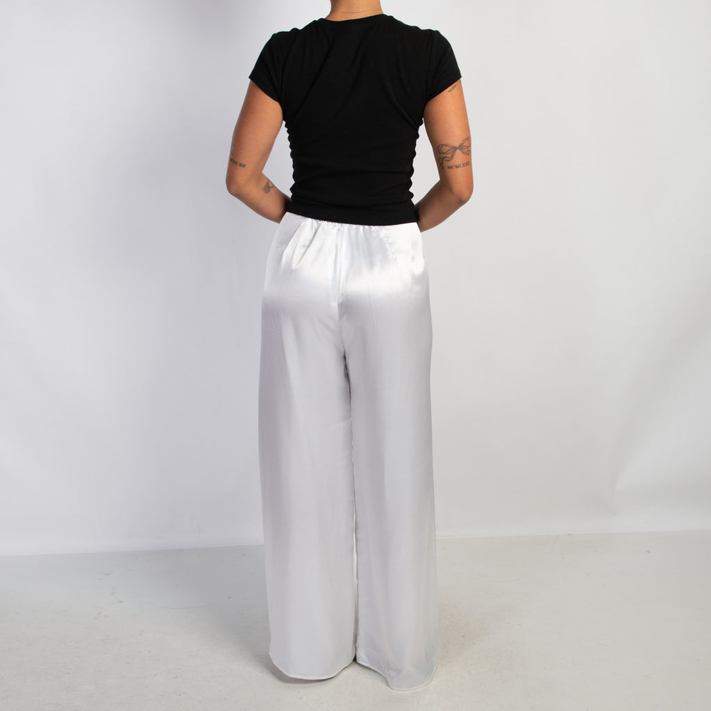 WHITE SATIN PANTS