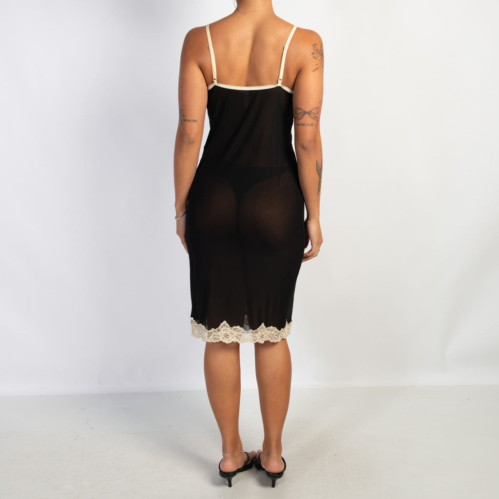 BLACK MESH MIDI DRESS