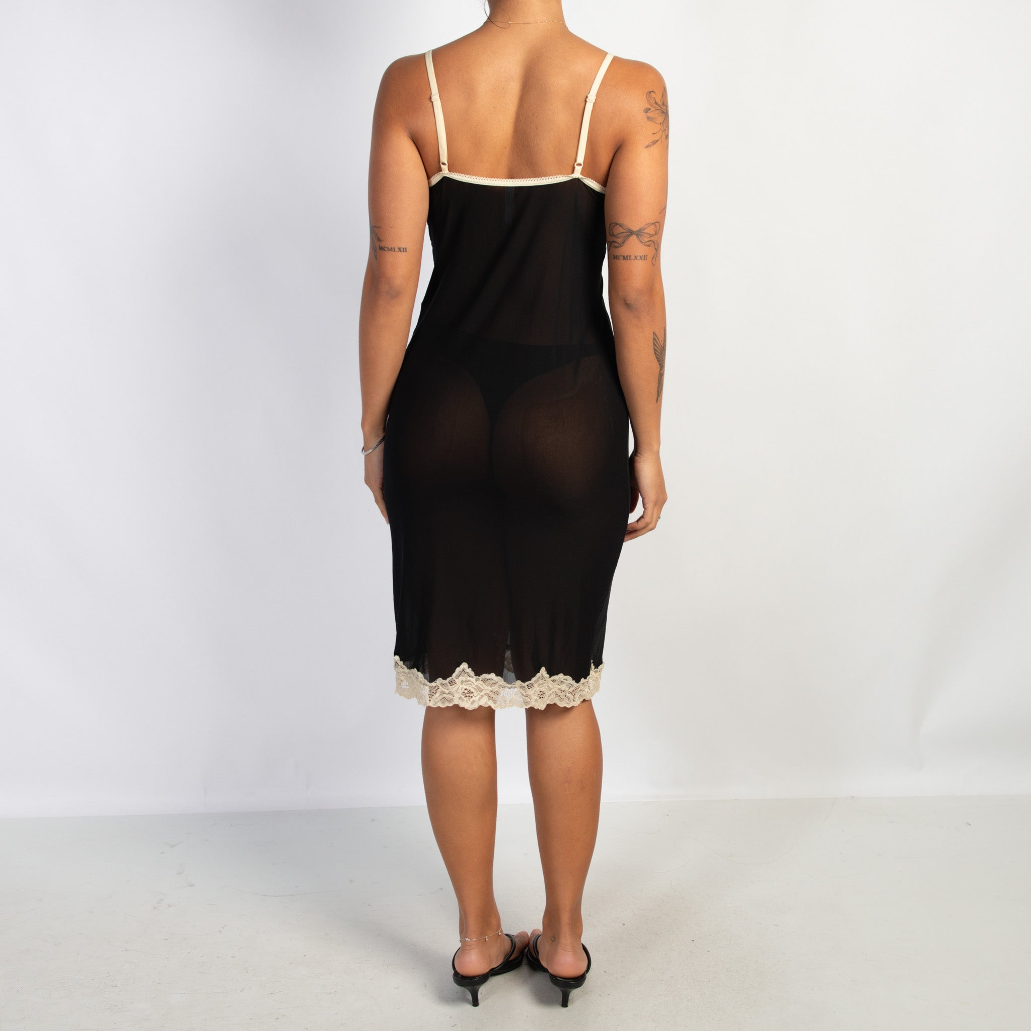 BLACK MESH MIDI DRESS