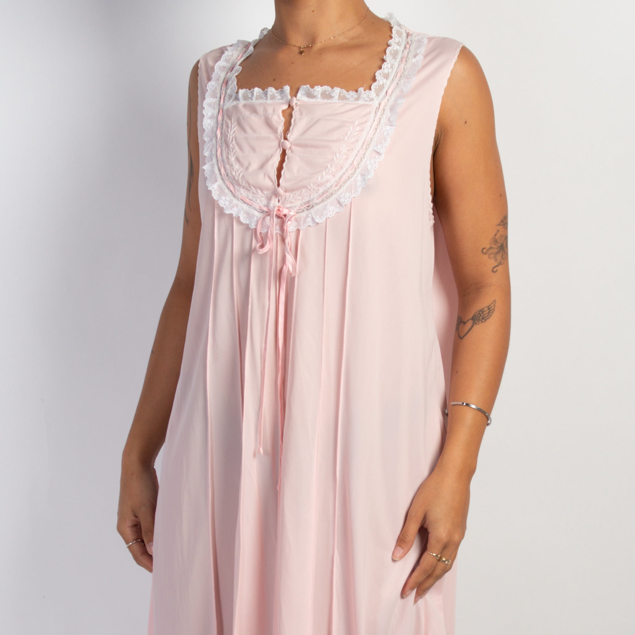 PINK LACE TRIM NIGHTGOWN