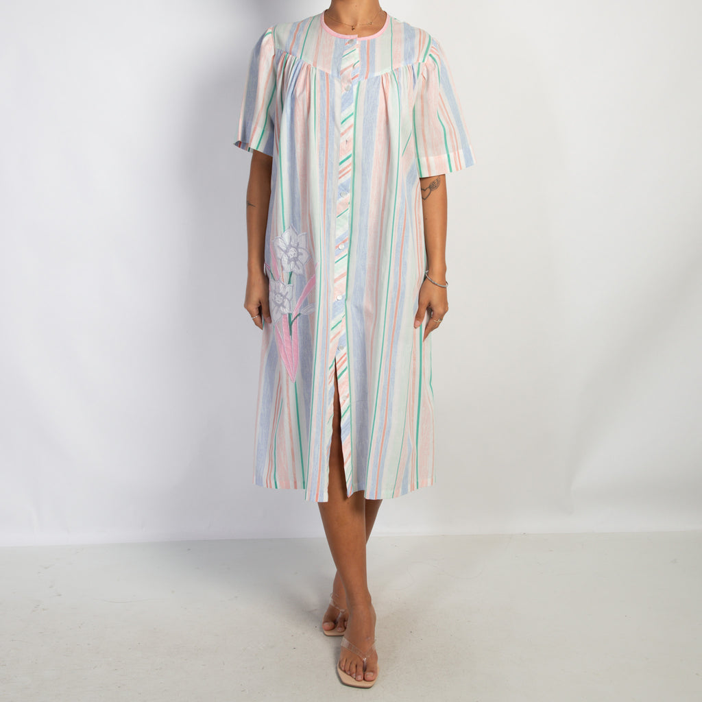 FLORAL STRIPE NIGHTGOWN