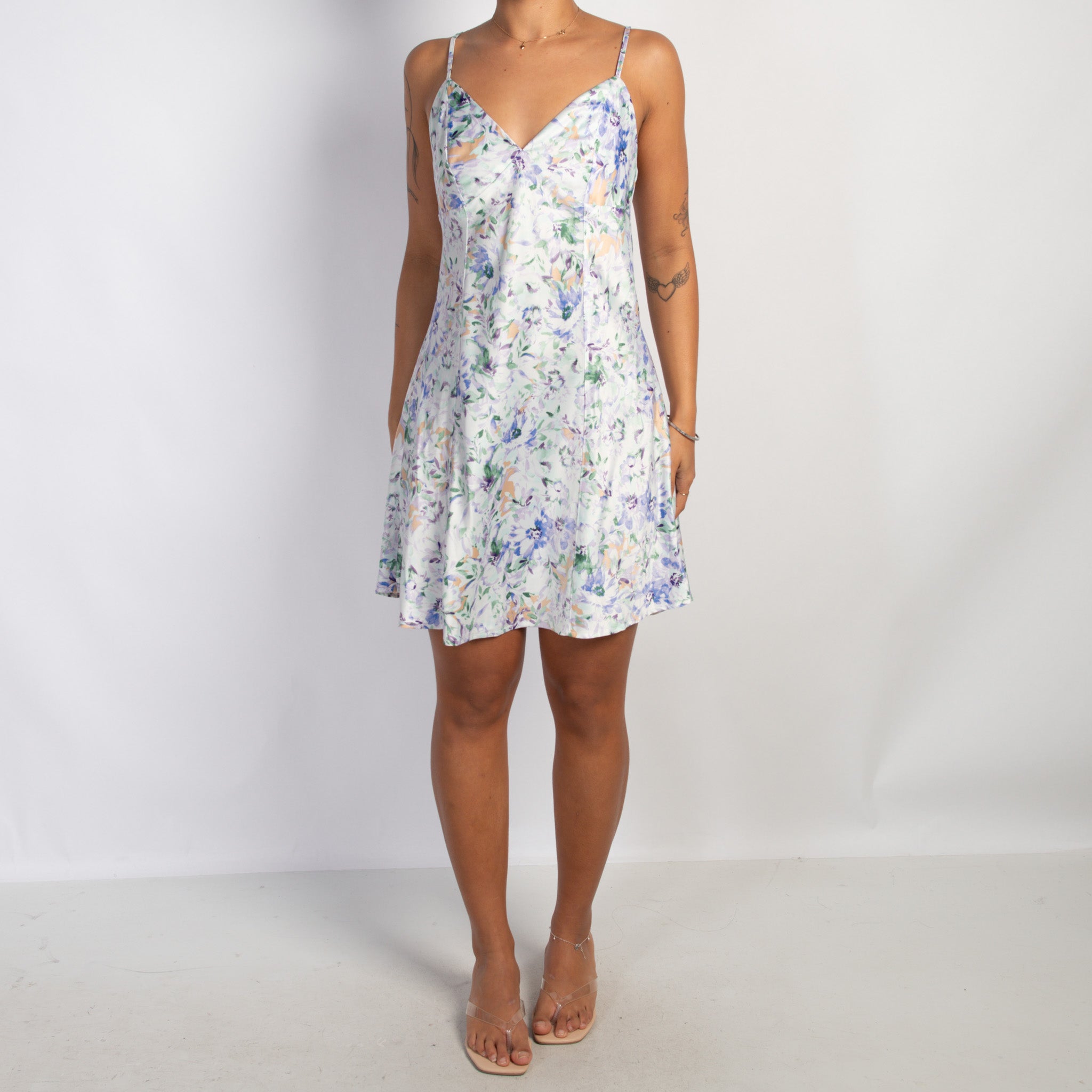 SATIN FLORAL DRESS + ROBE