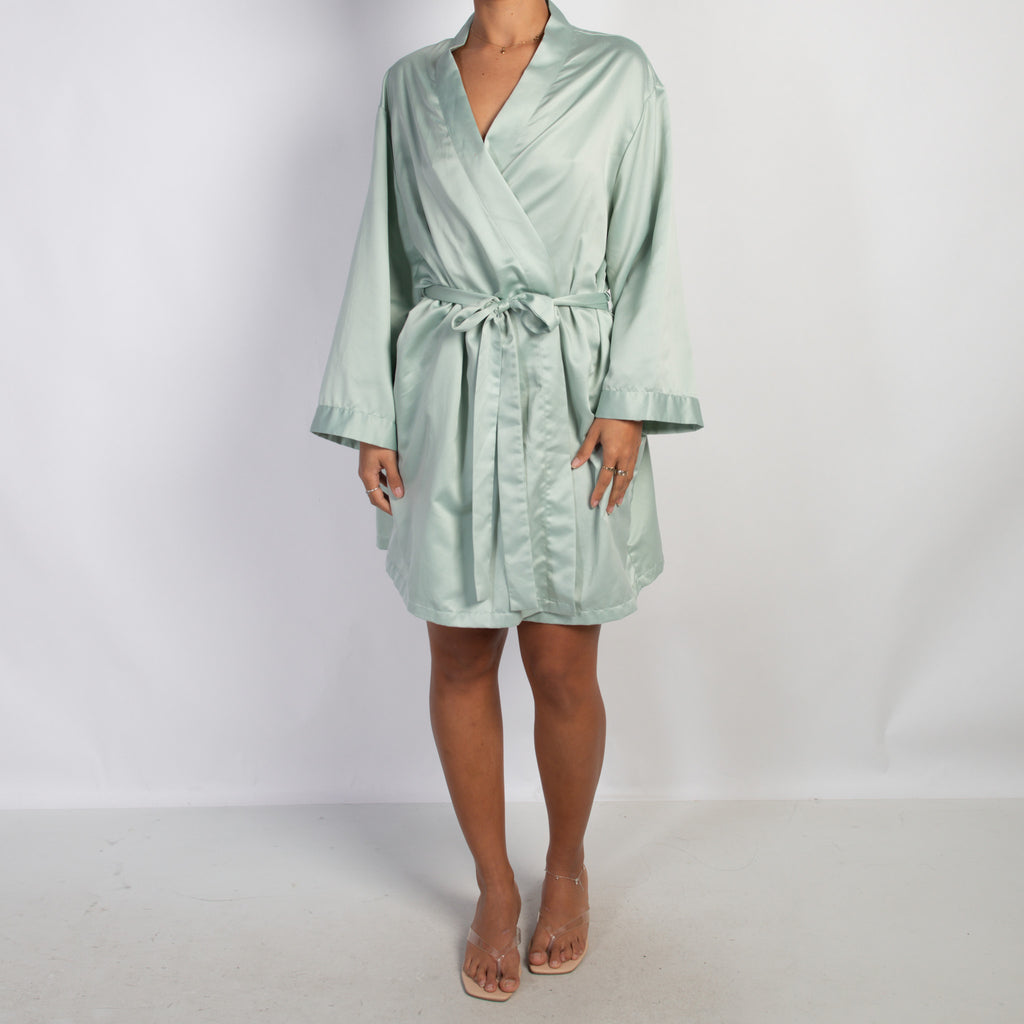 GREEN SATIN ROBE