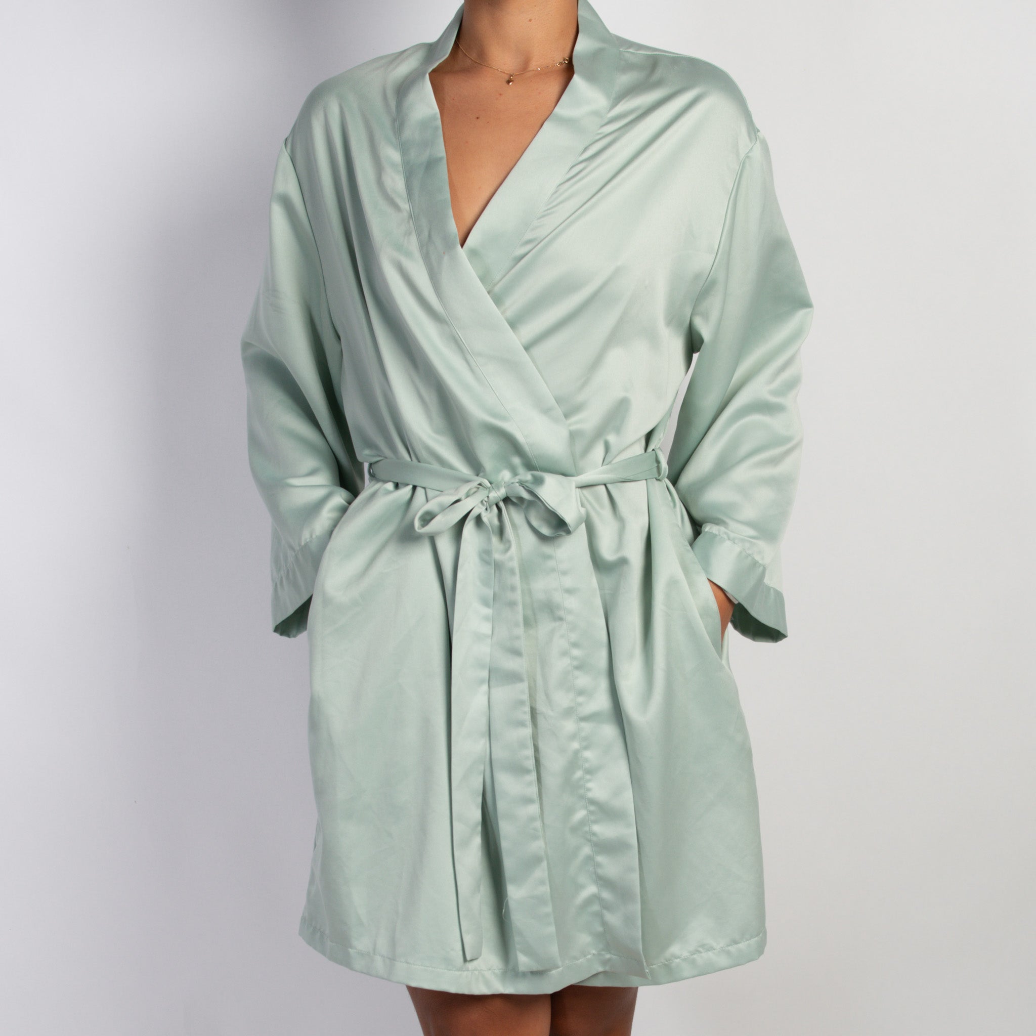 GREEN SATIN ROBE
