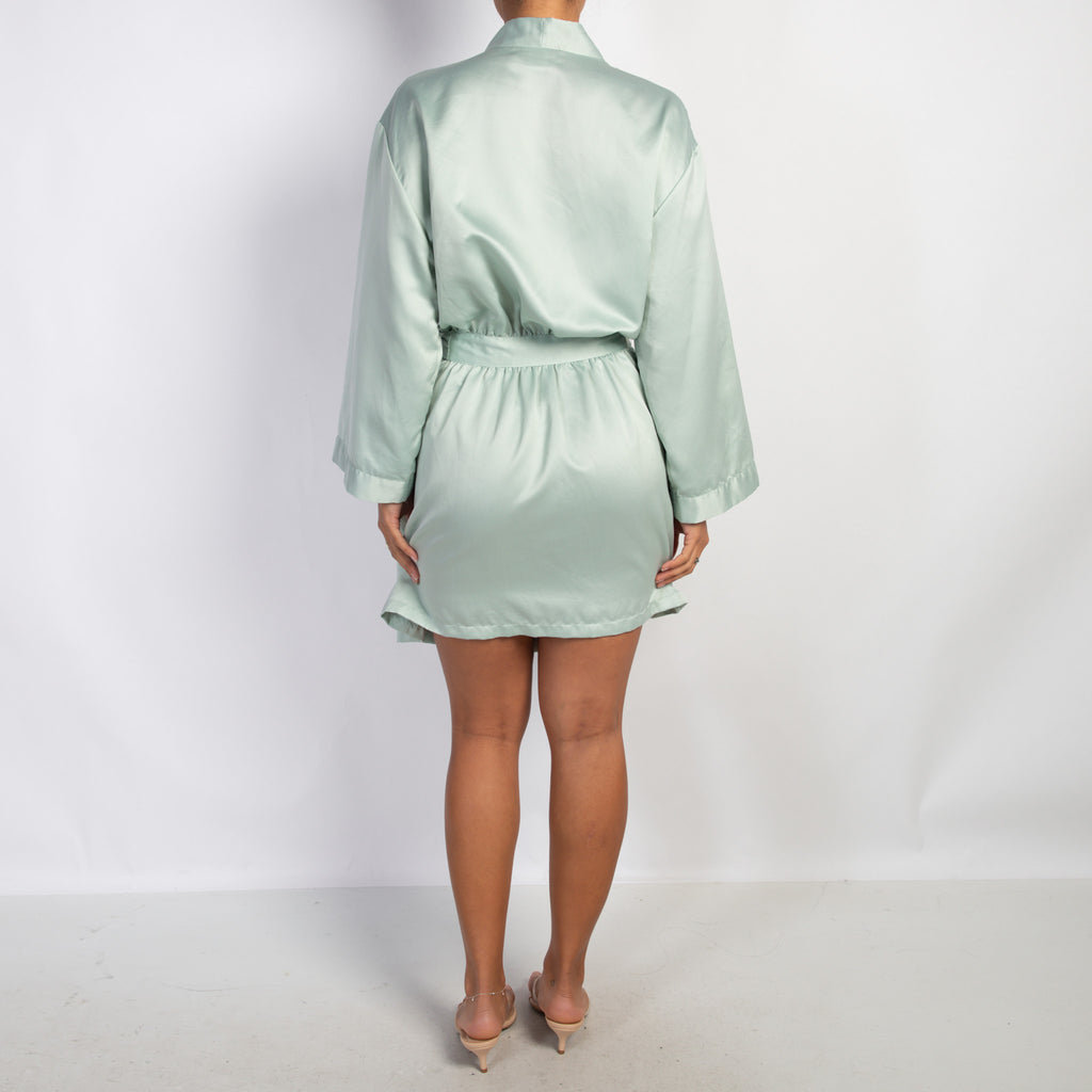 GREEN SATIN ROBE