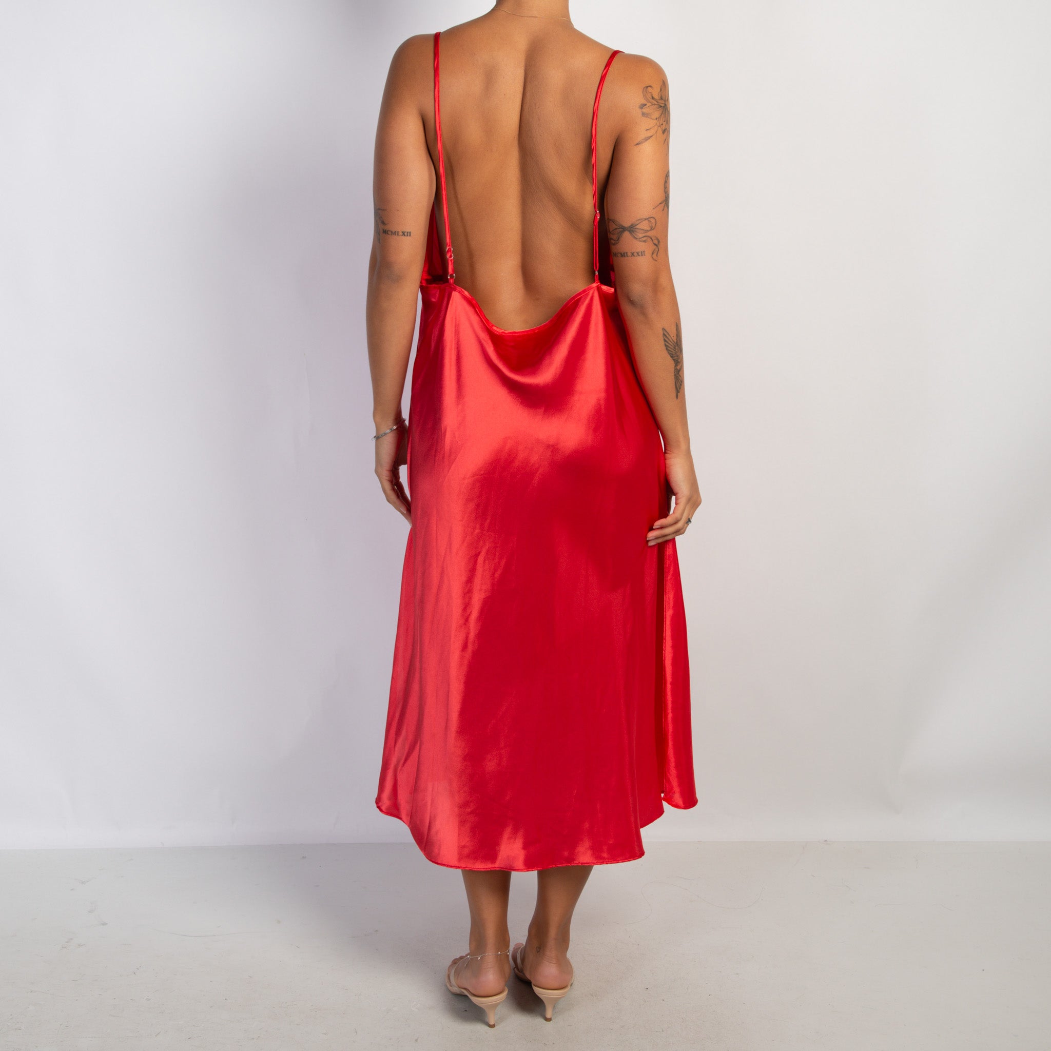 SATIN RED DRESS + ROBE