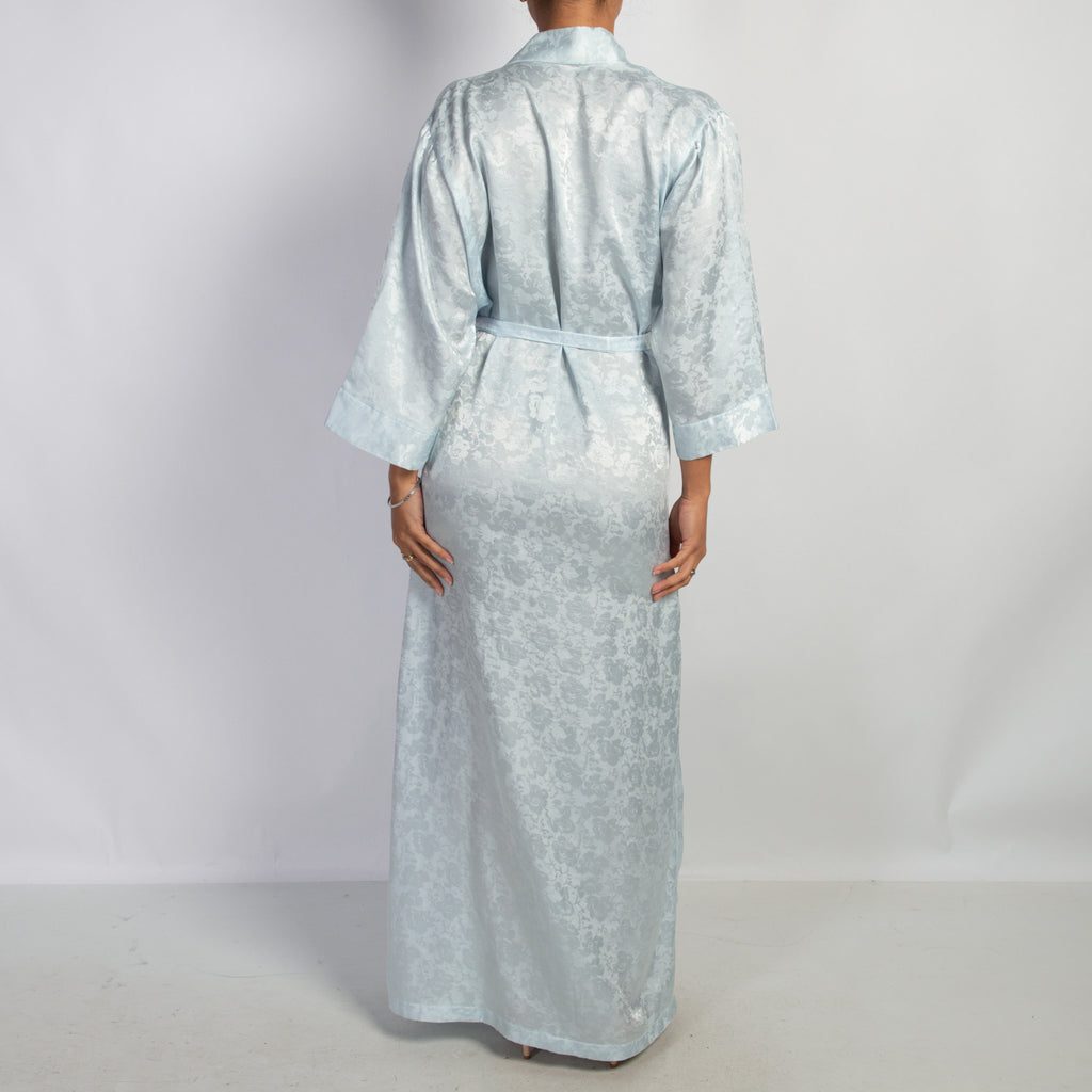 BLUE FLORAL SATIN ROBE