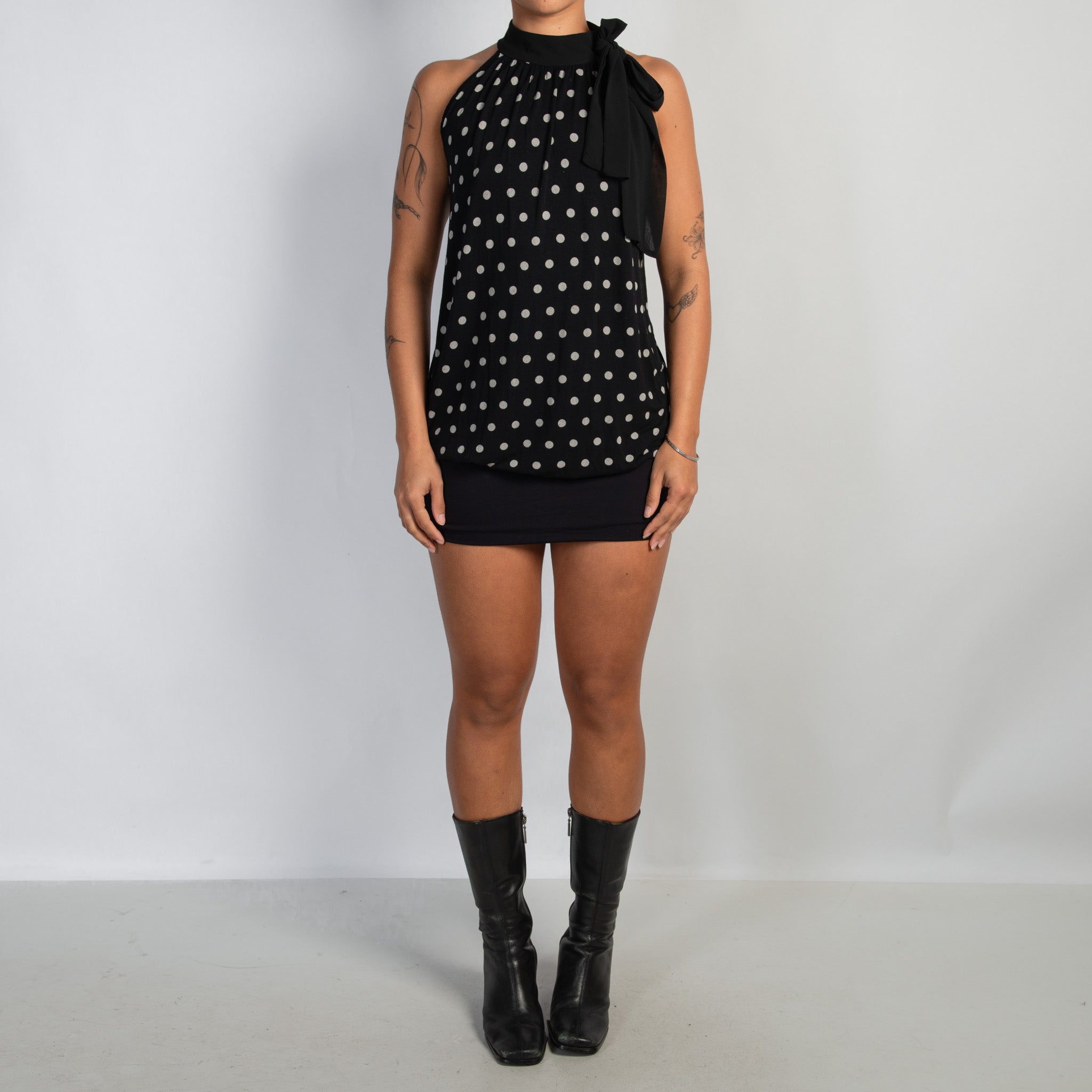 POLKA DOT HIGH NECK TOP
