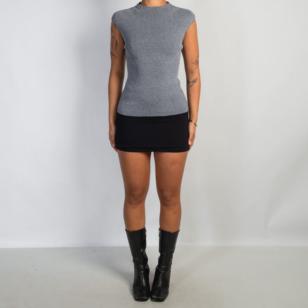 NAVY MARLE STRETCH TOP