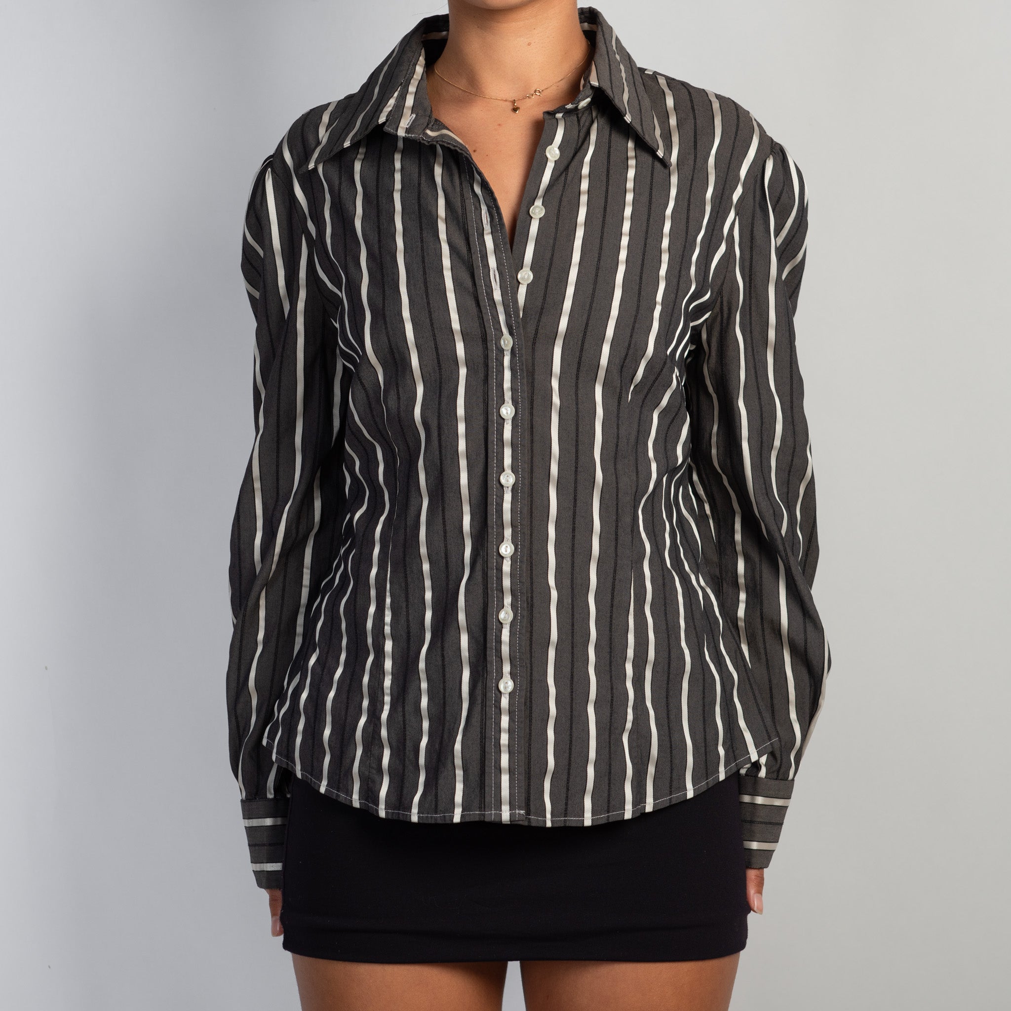 CHARCOAL STRIPE BLOUSE