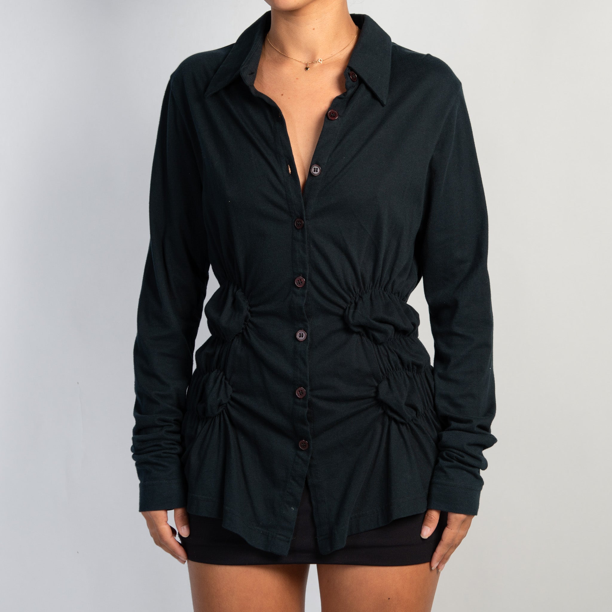 RUCHED COTTON BLOUSE