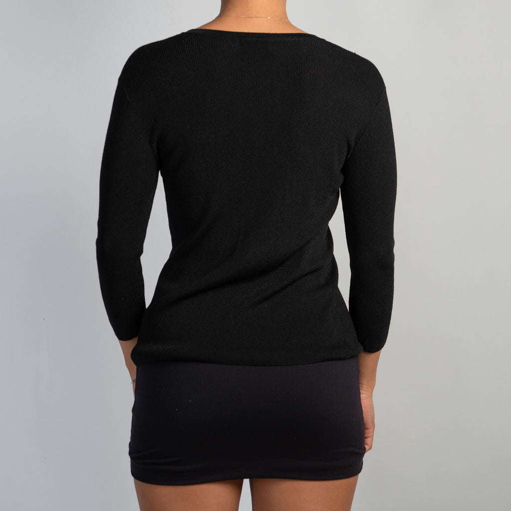 BLACK 3/4 SLEEVE CARDIGAN