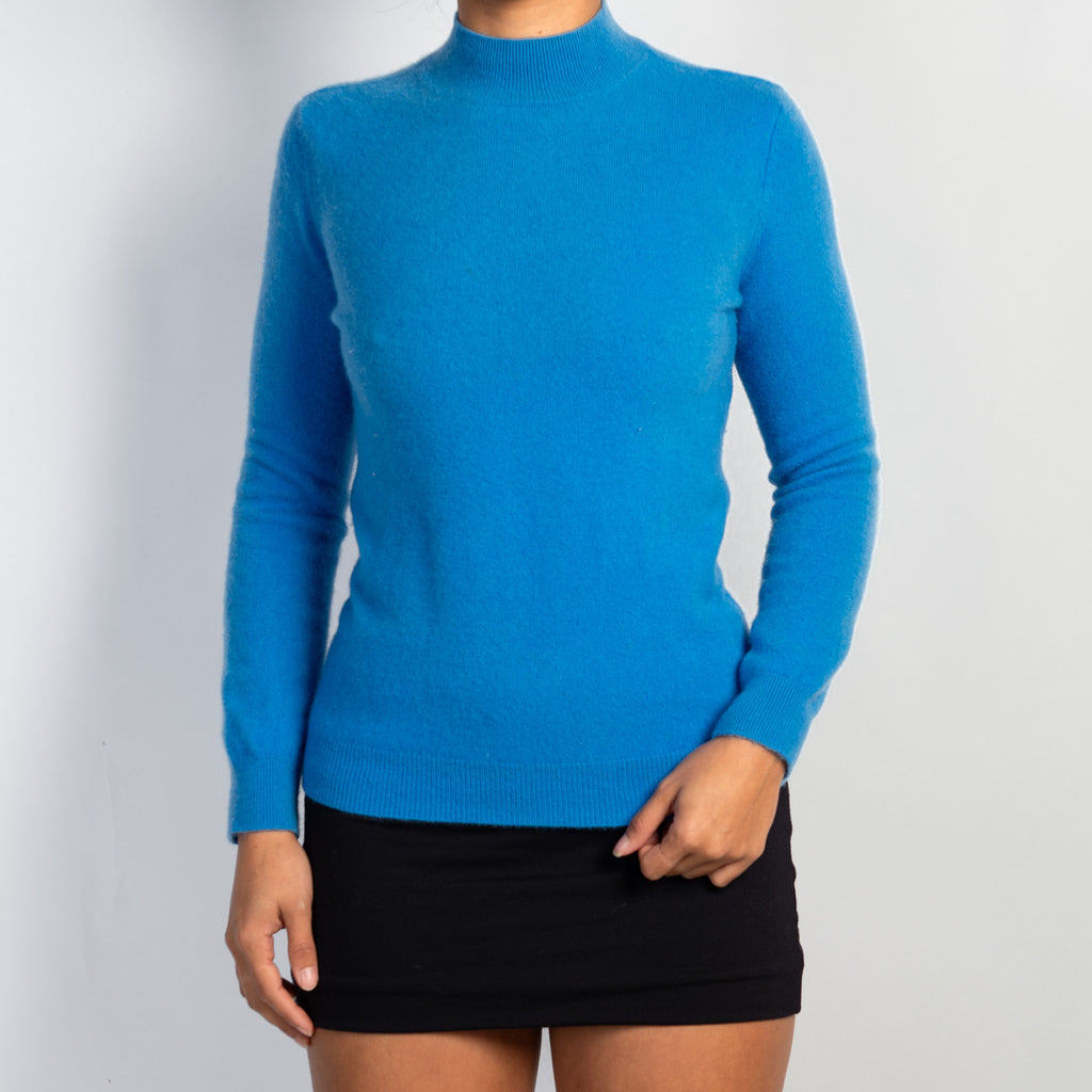BLUE WOOL KNIT SWEATER