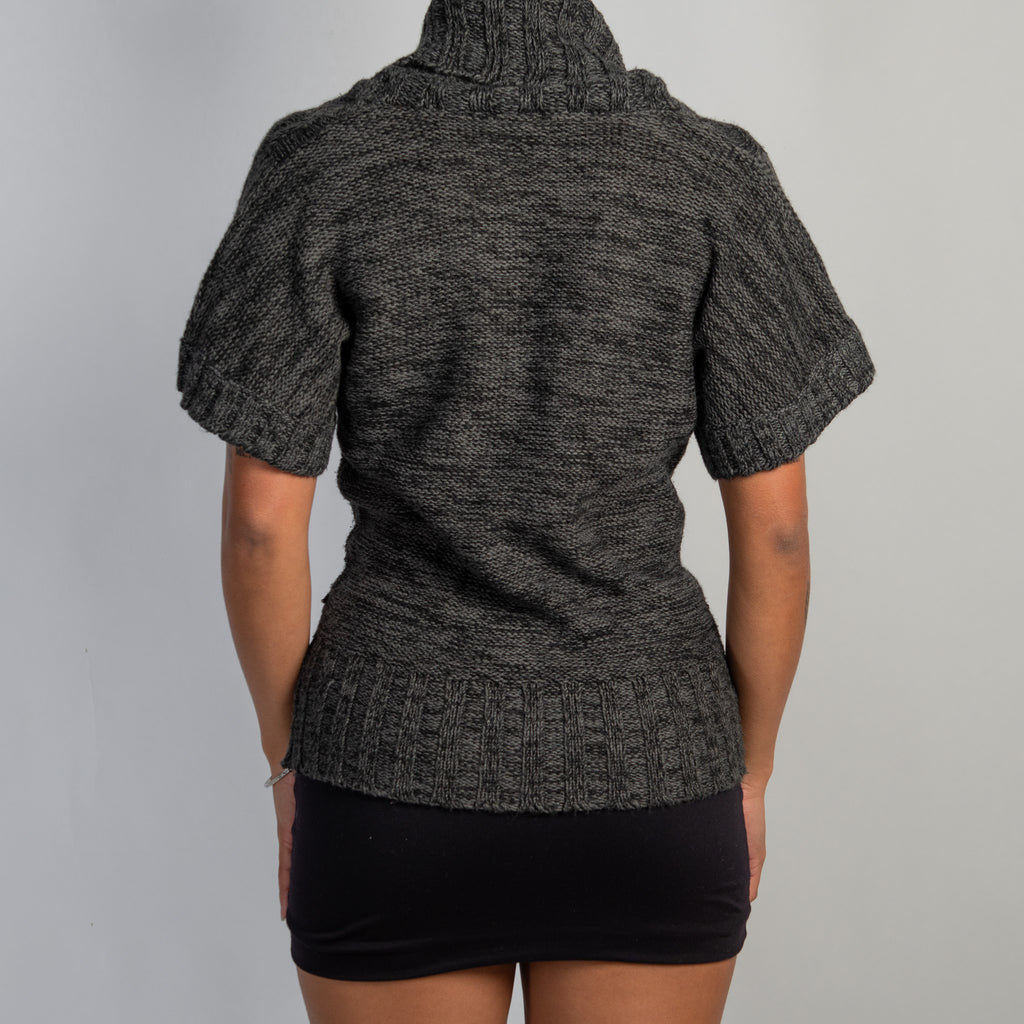 GREY MARLE KNIT TOP