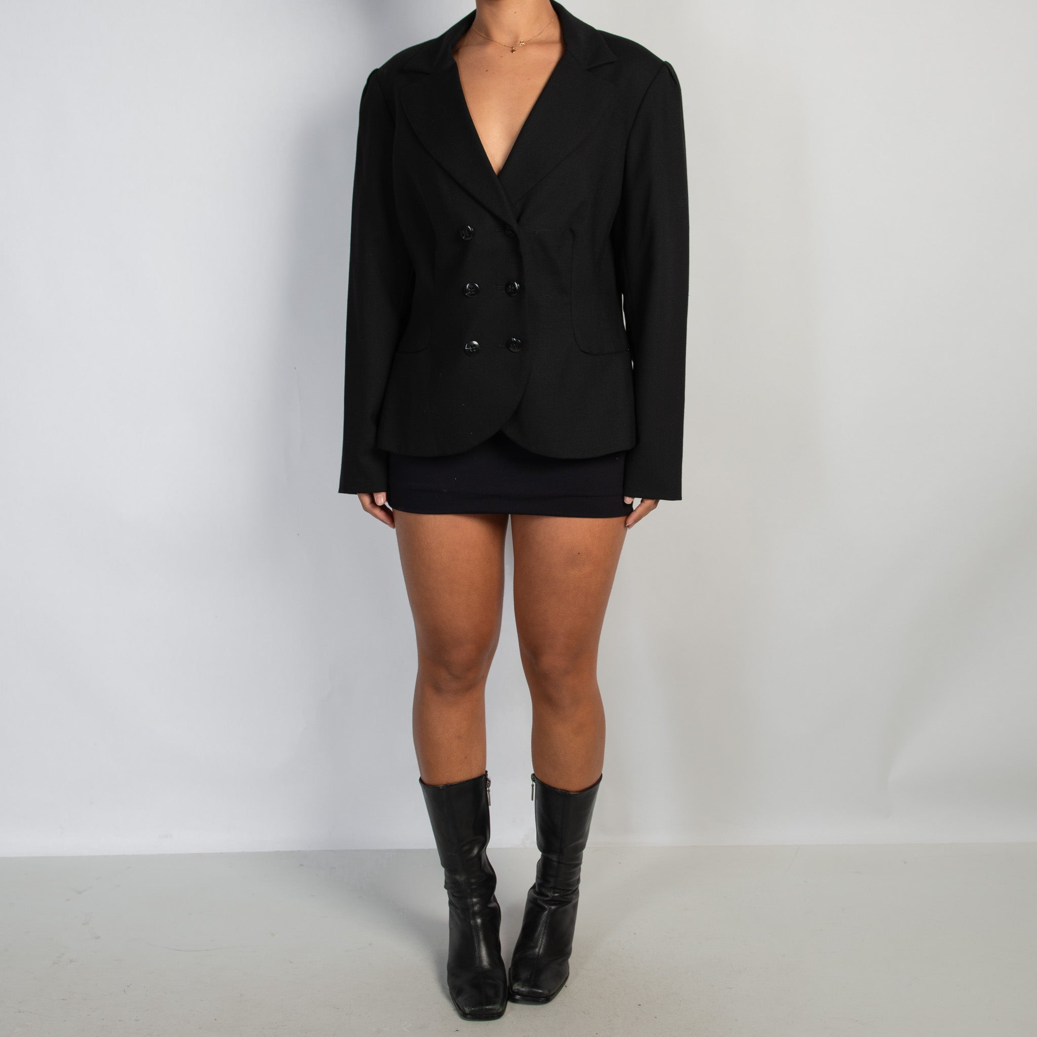 BLACK DOUBLE BREASTED BLAZER