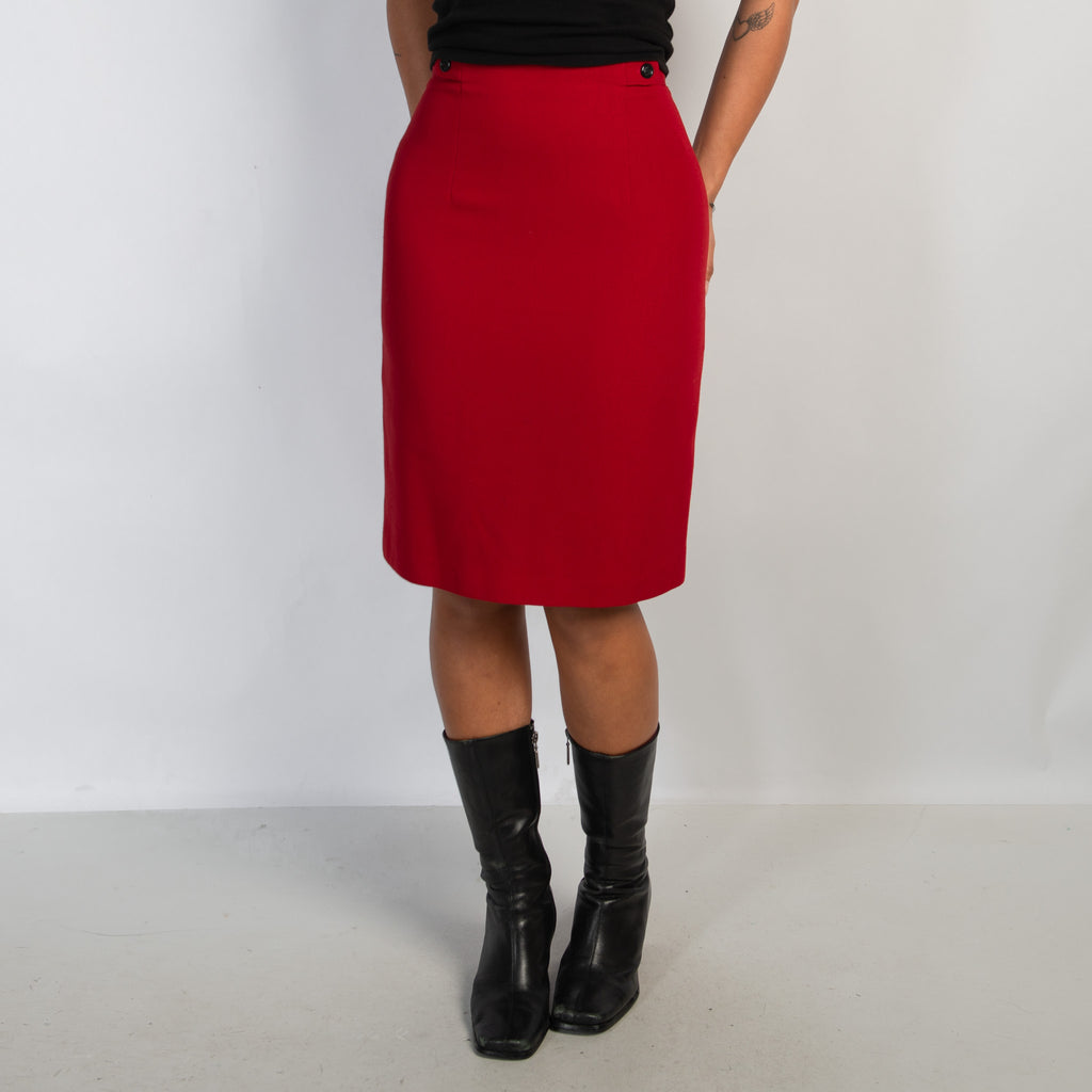 RED MIDI SKIRT