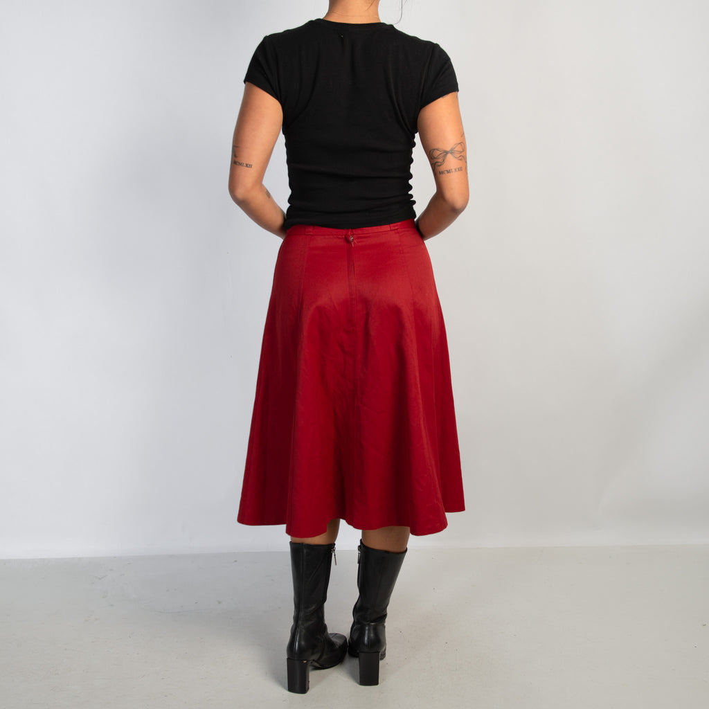 RED CIRCLE MIDI SKIRT