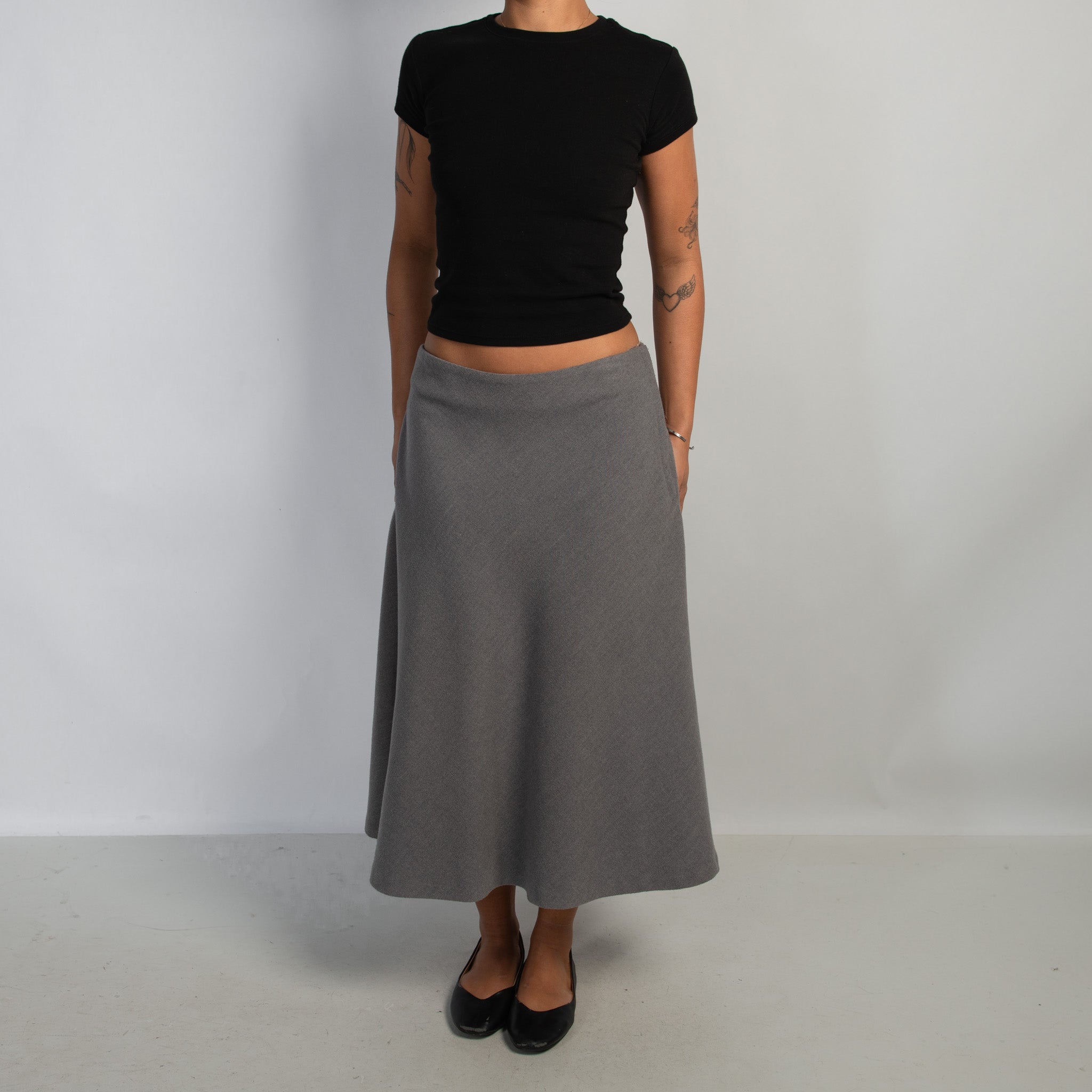 GREY LONGLINE SKIRT