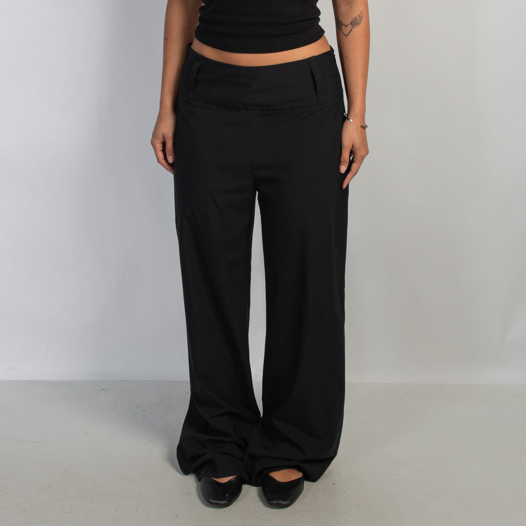 BLACK WIDE LEG TROUSERS
