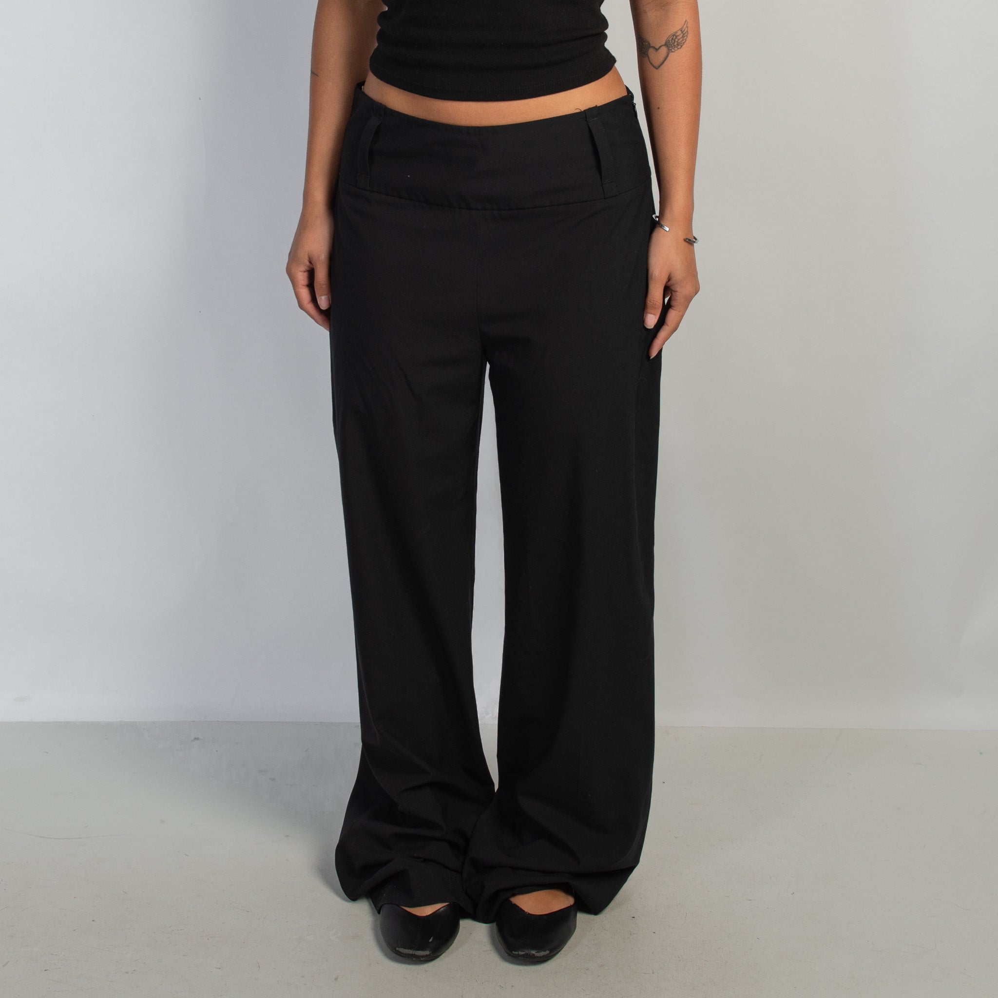 BLACK WIDE LEG TROUSERS