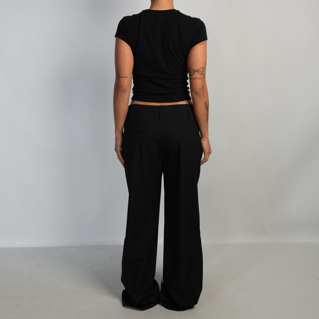 BLACK WIDE LEG TROUSERS