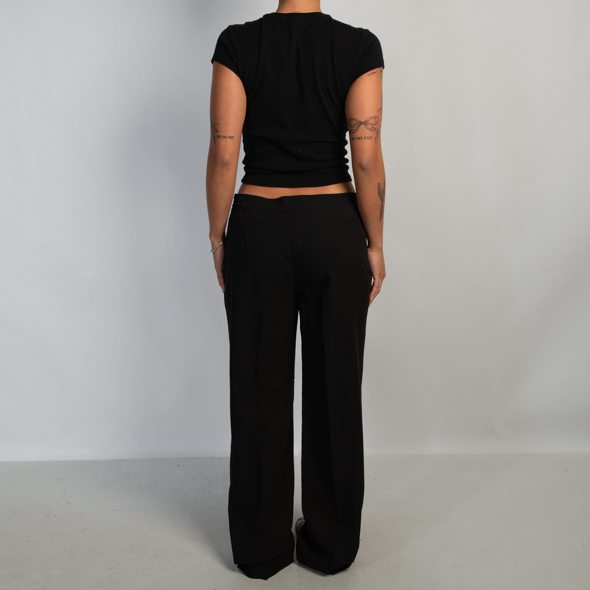 BLACK STRAIGHT LEG TROUSERS