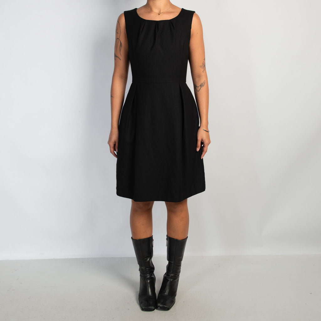 BLACK WOOL MIDI DRESS