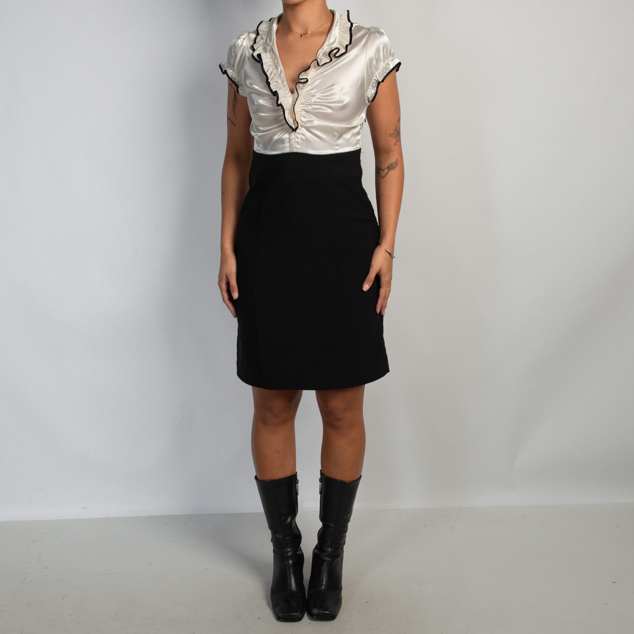 SATIN BLOUSE MIDI DRESS