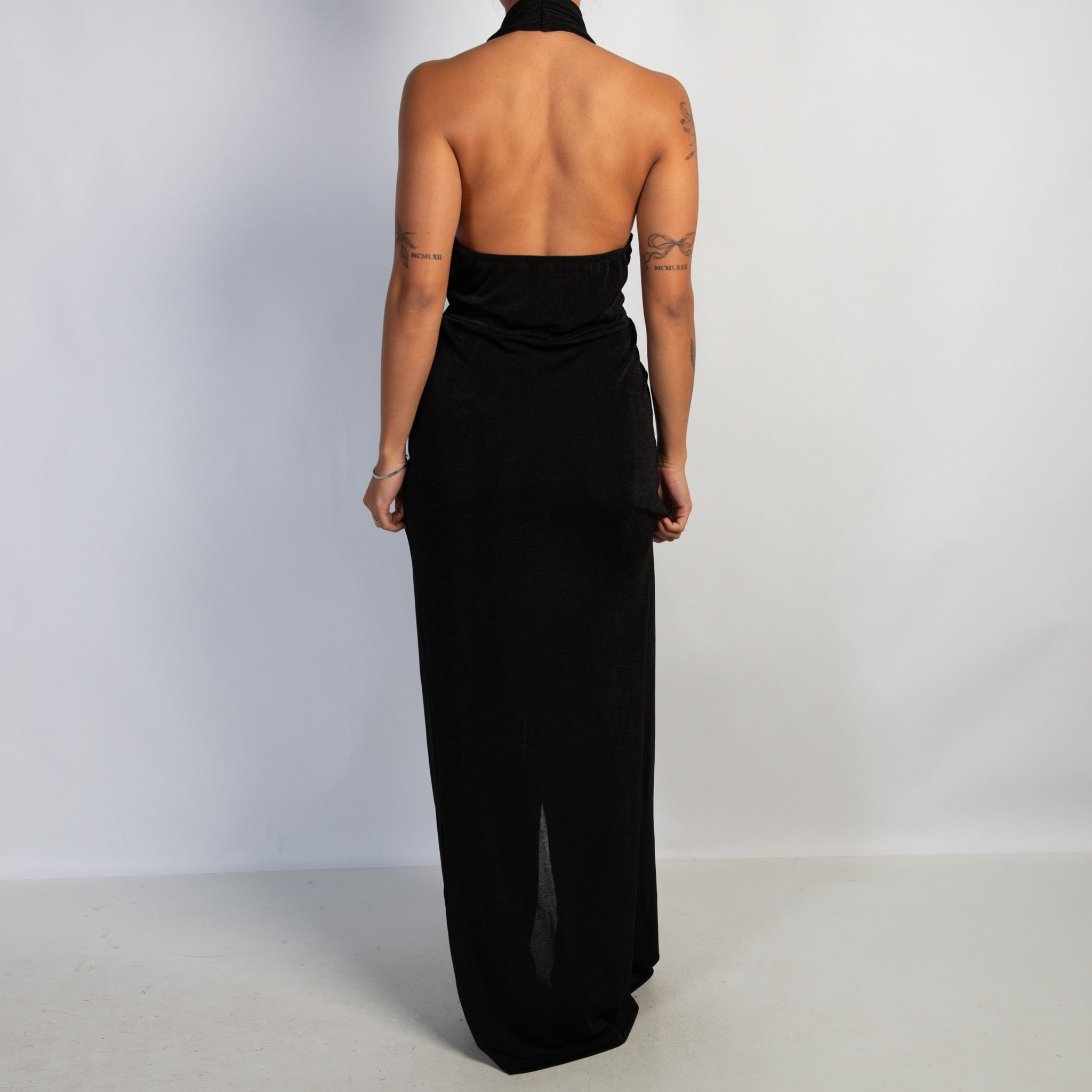 BLACK HALTER GOWN