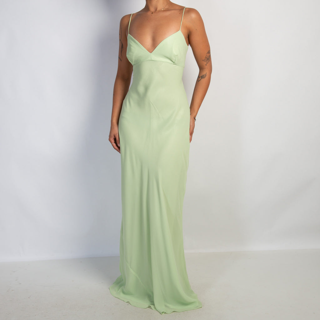 GREEN LACE UP GOWN