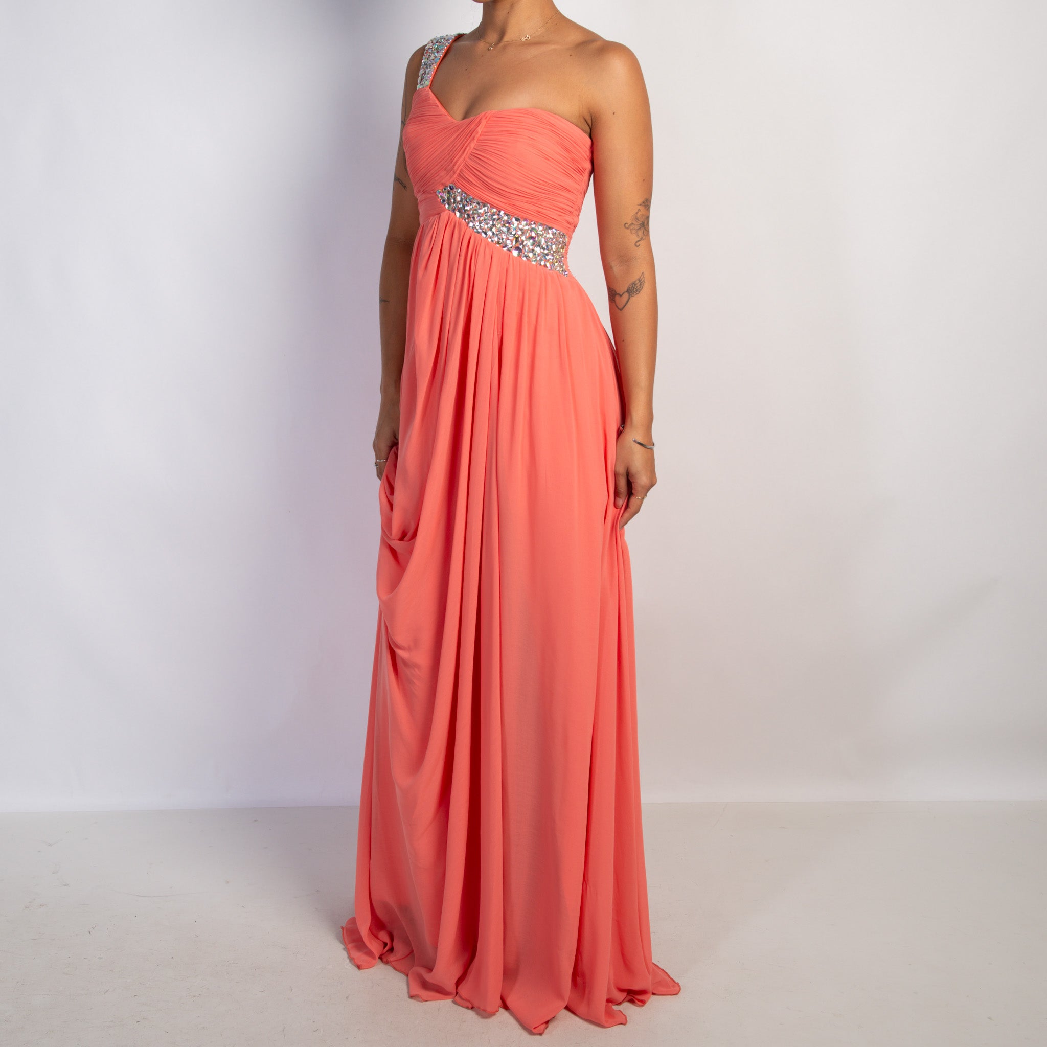CORAL SILK GOWN