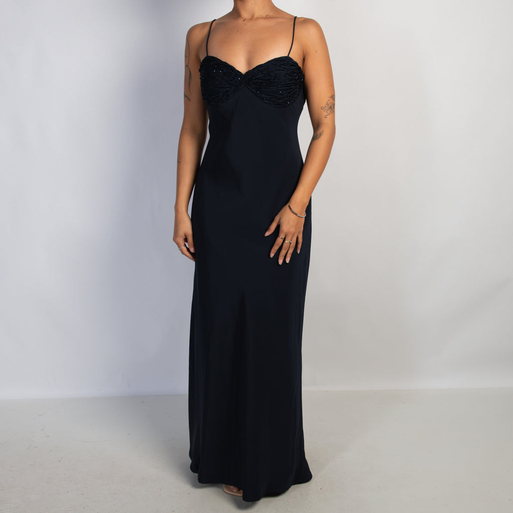 DEEP NAVY SATIN GOWN