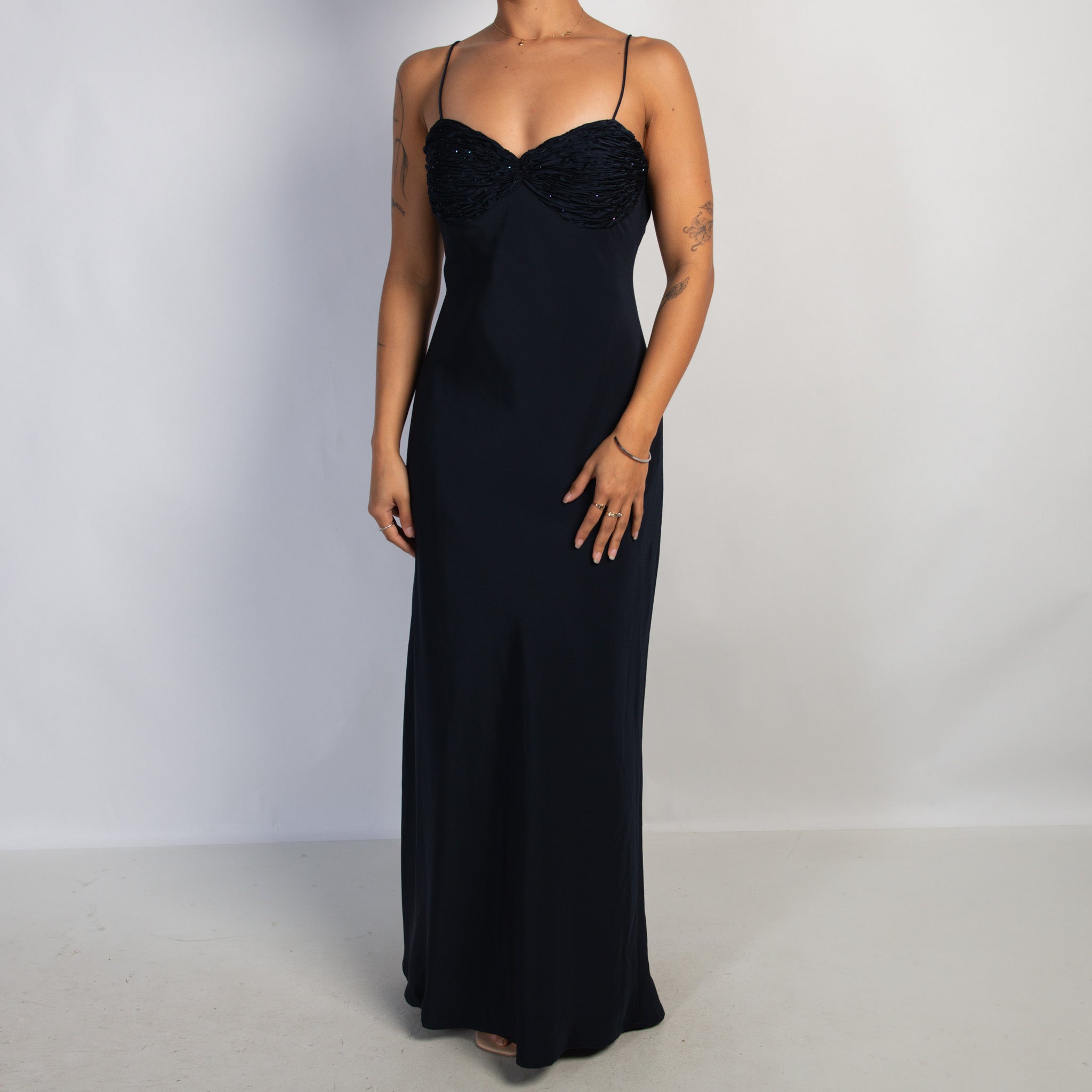 DEEP NAVY SATIN GOWN