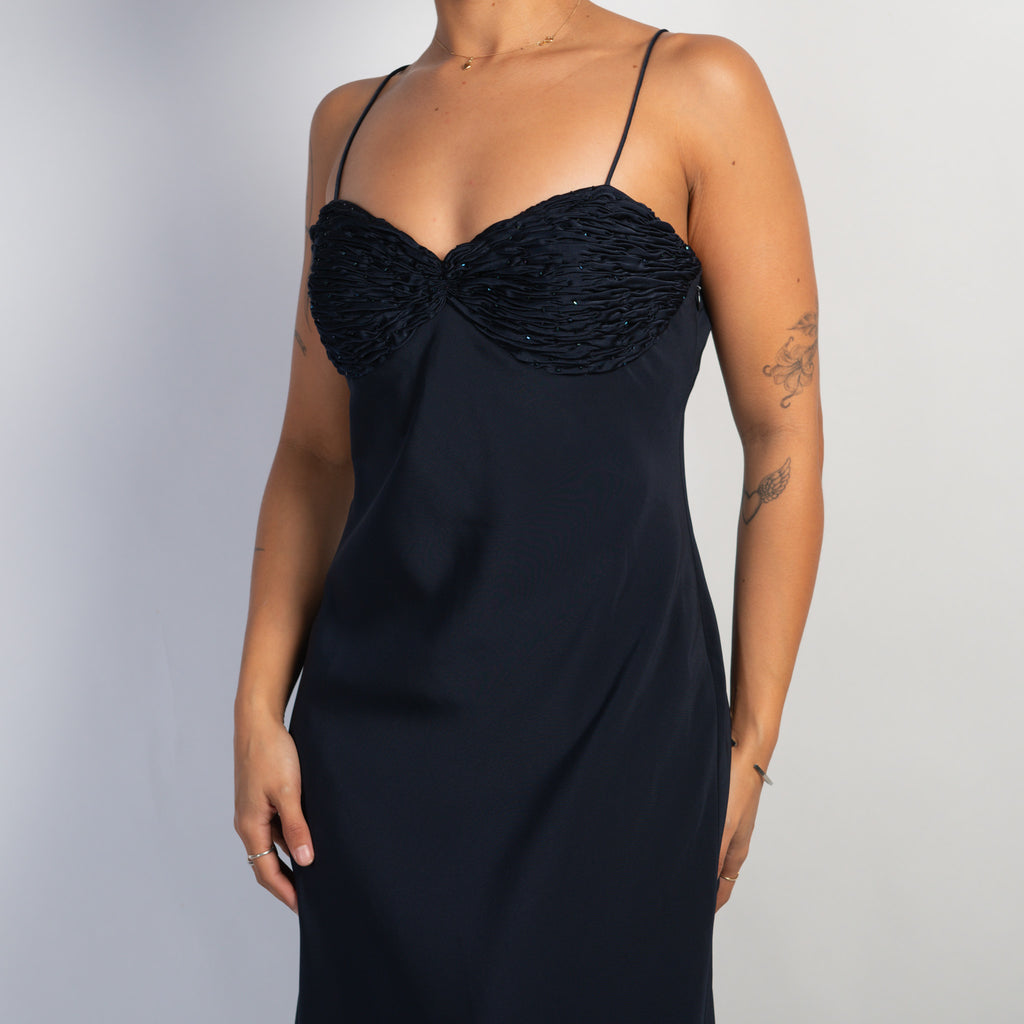 DEEP NAVY SATIN GOWN