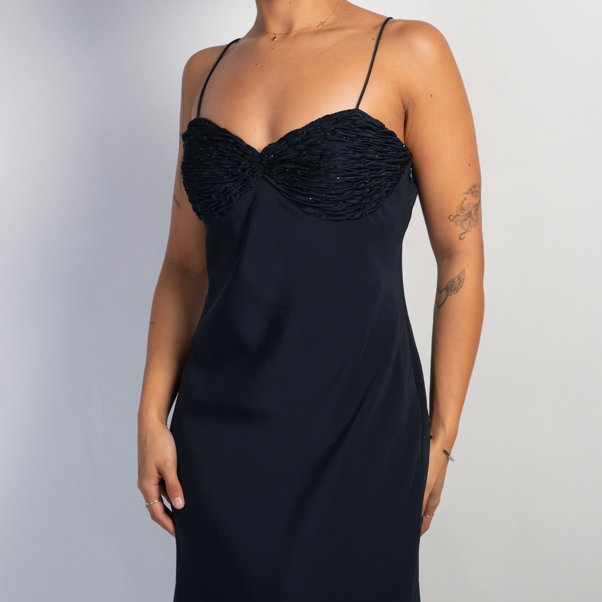 DEEP NAVY SATIN GOWN