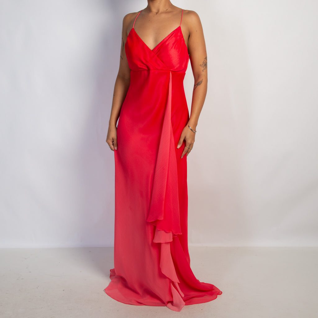 RASPBERRY RUFFLE GOWN