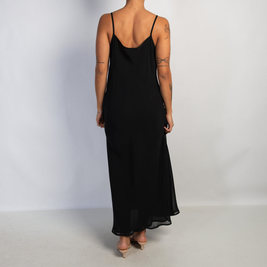 BLACK COWL NECK MIDI DRESS