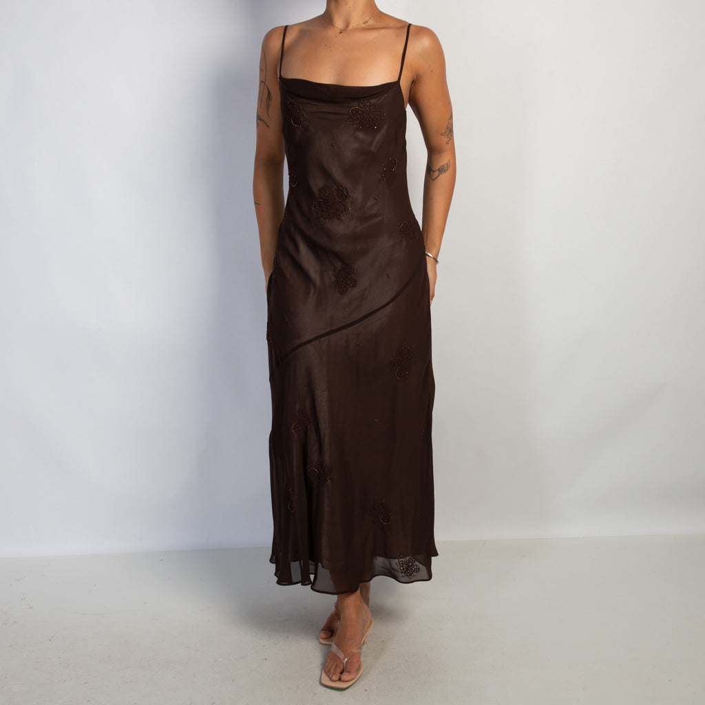 DARK BROWN BEADED DRESS