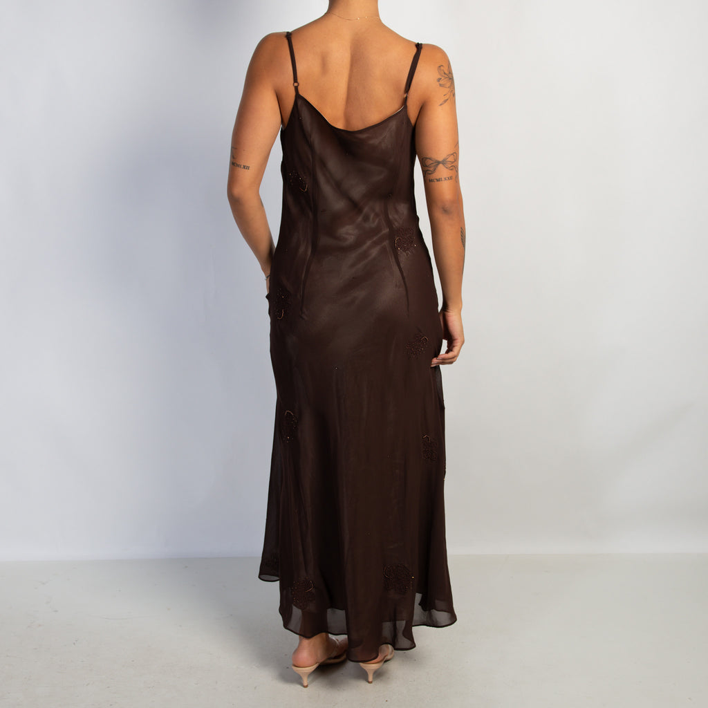 DARK BROWN BEADED DRESS