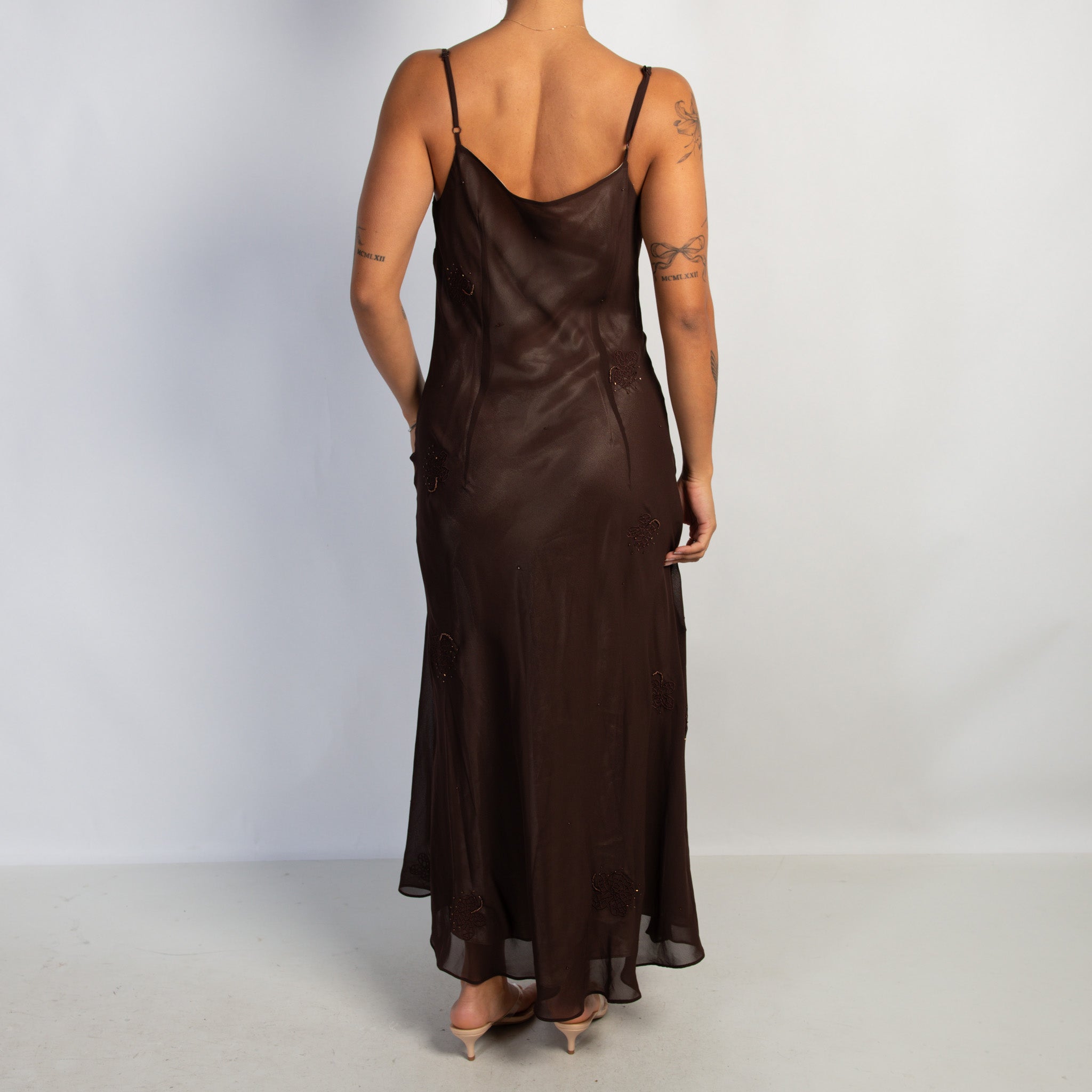 DARK BROWN BEADED DRESS
