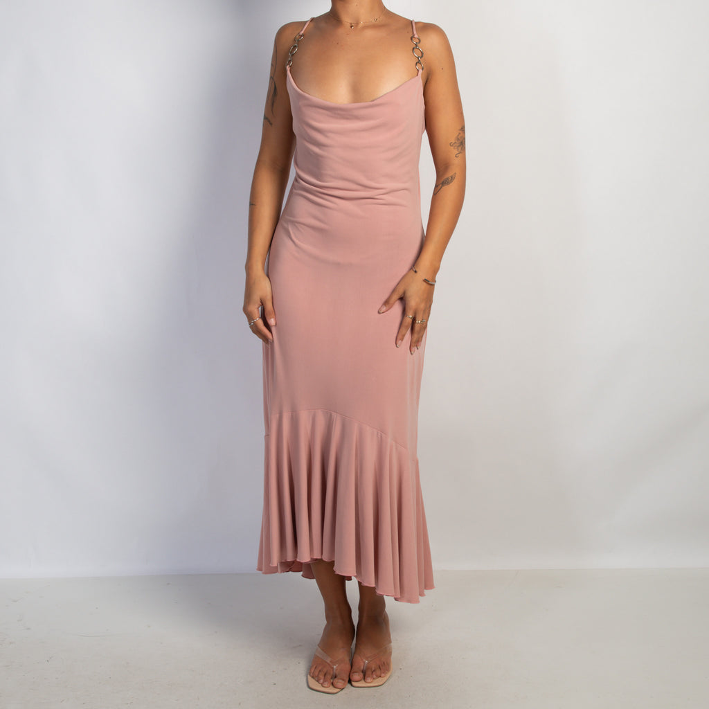 PALE PINK SLINKY MIDI DRESS
