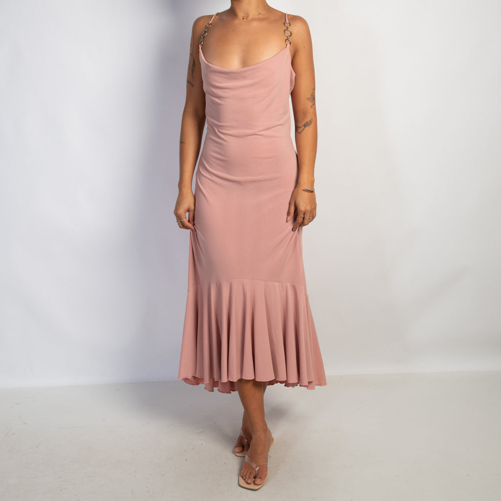 PALE PINK SLINKY MIDI DRESS