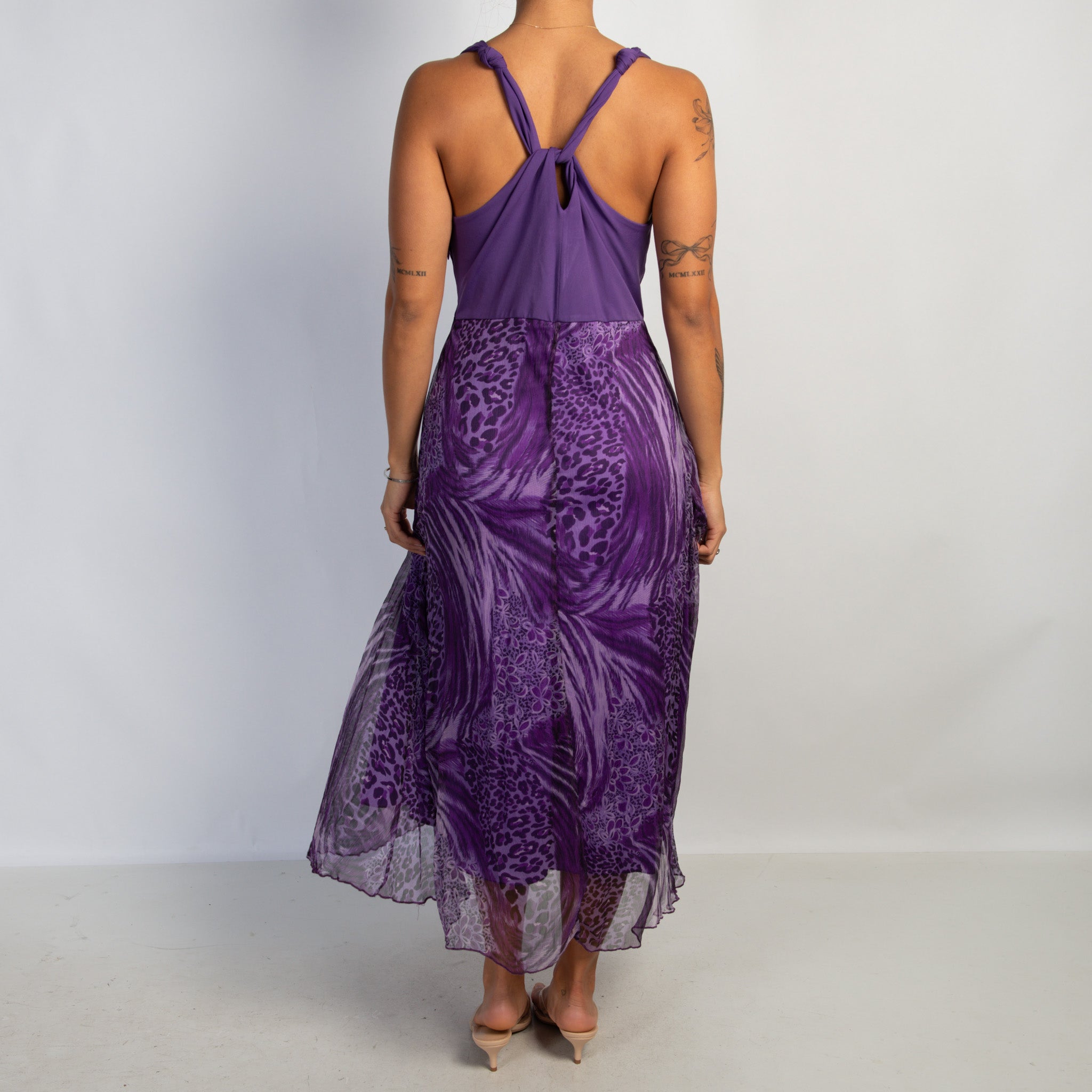 PURPLE PATTERN MIDI DRESS