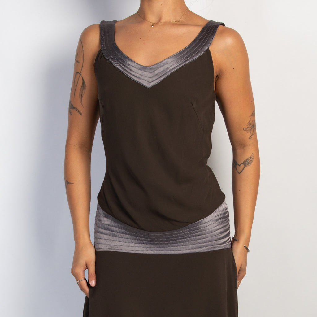 BROWN DROP WAIST DRESS