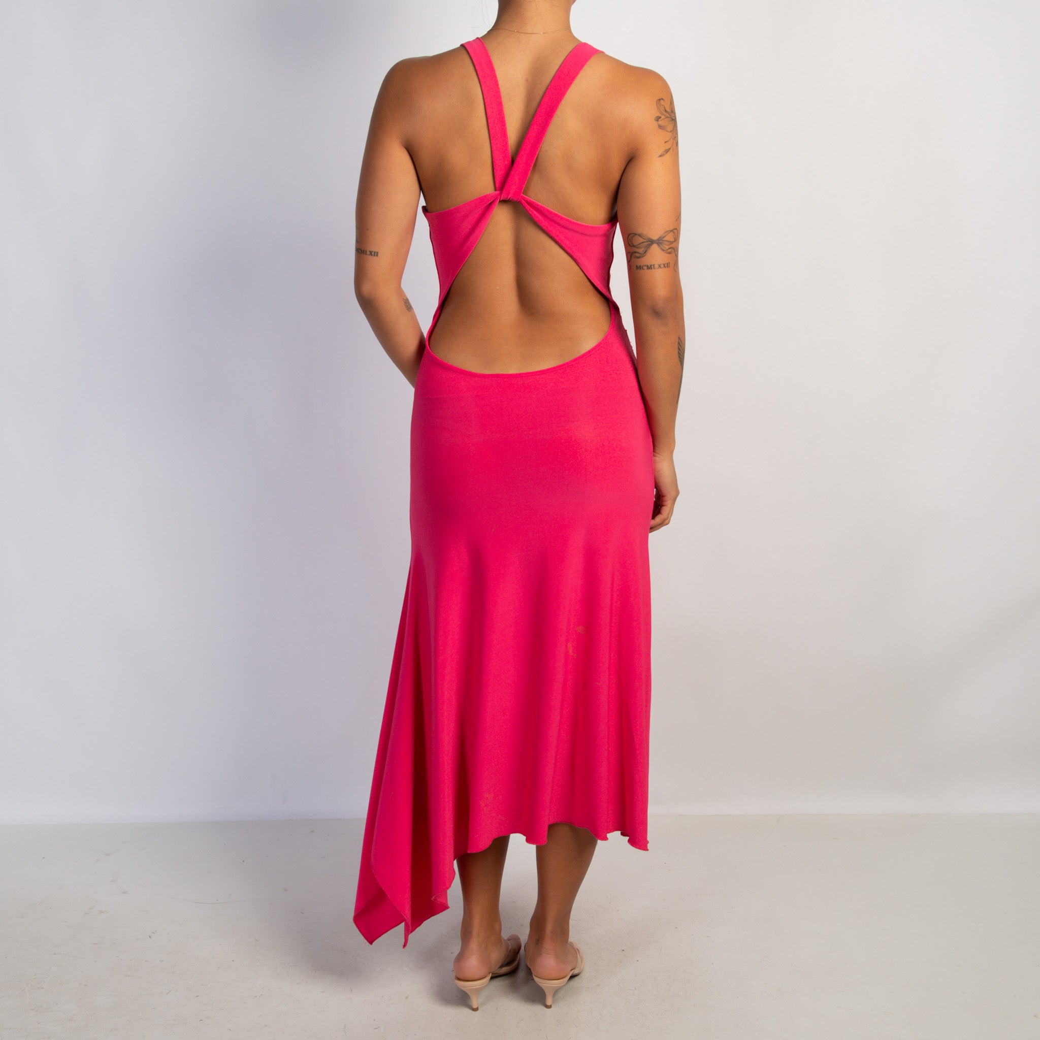 HOT PINK ASYMMETRIC DRESS