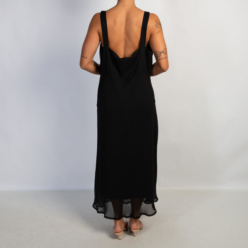 BLACK BEAD WAIST MIDI DRESS