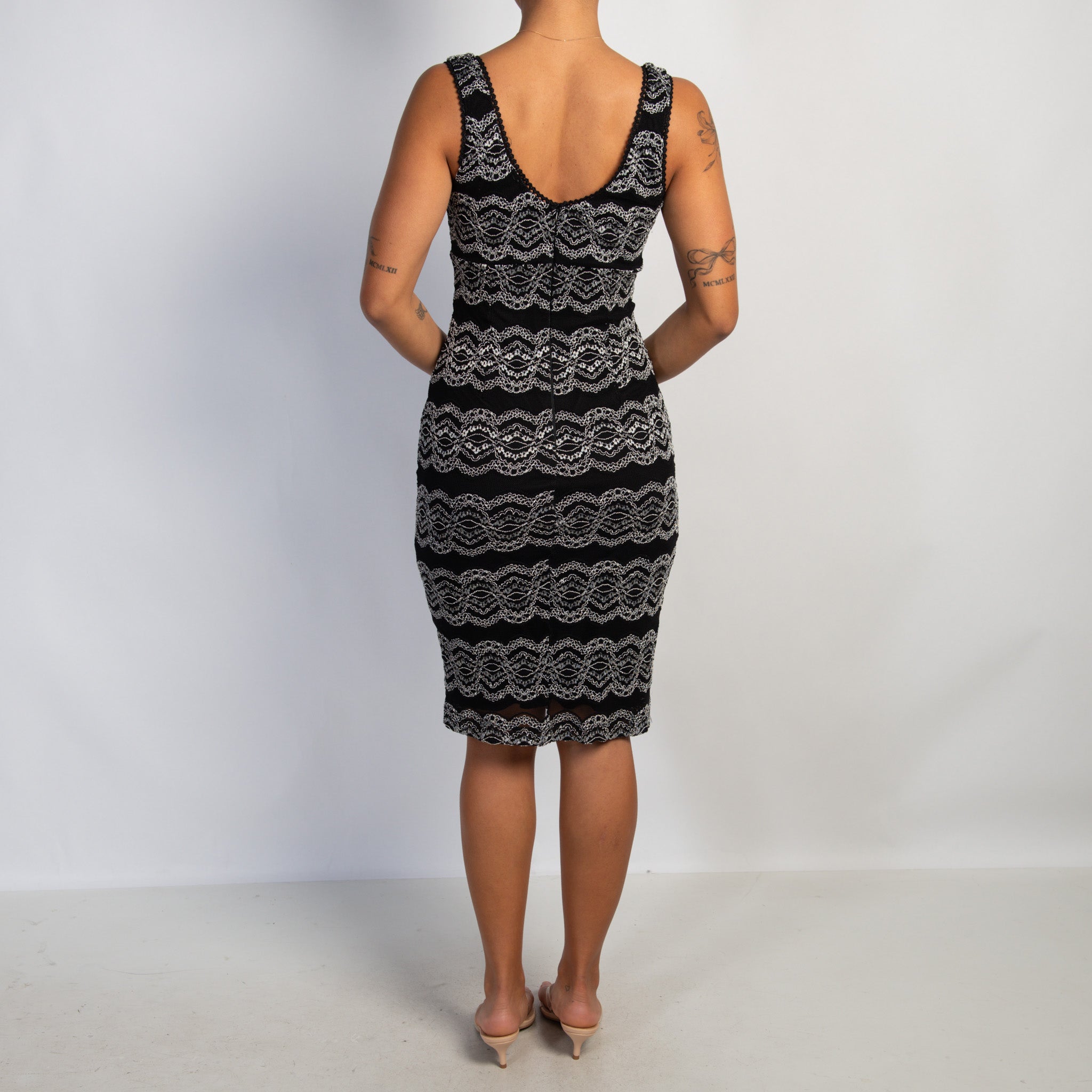 BLACK STRETCH LACE DRESS