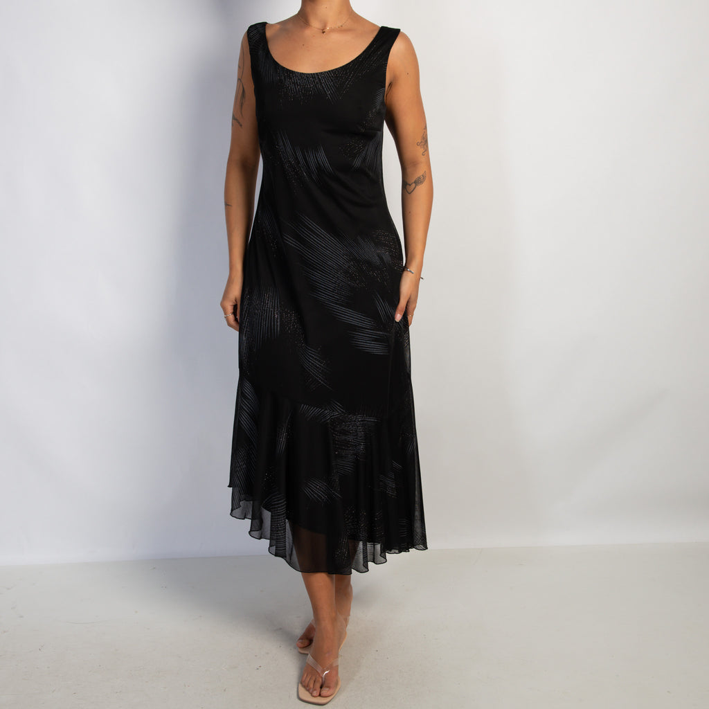 BLACK GLITTER MIDI DRESS